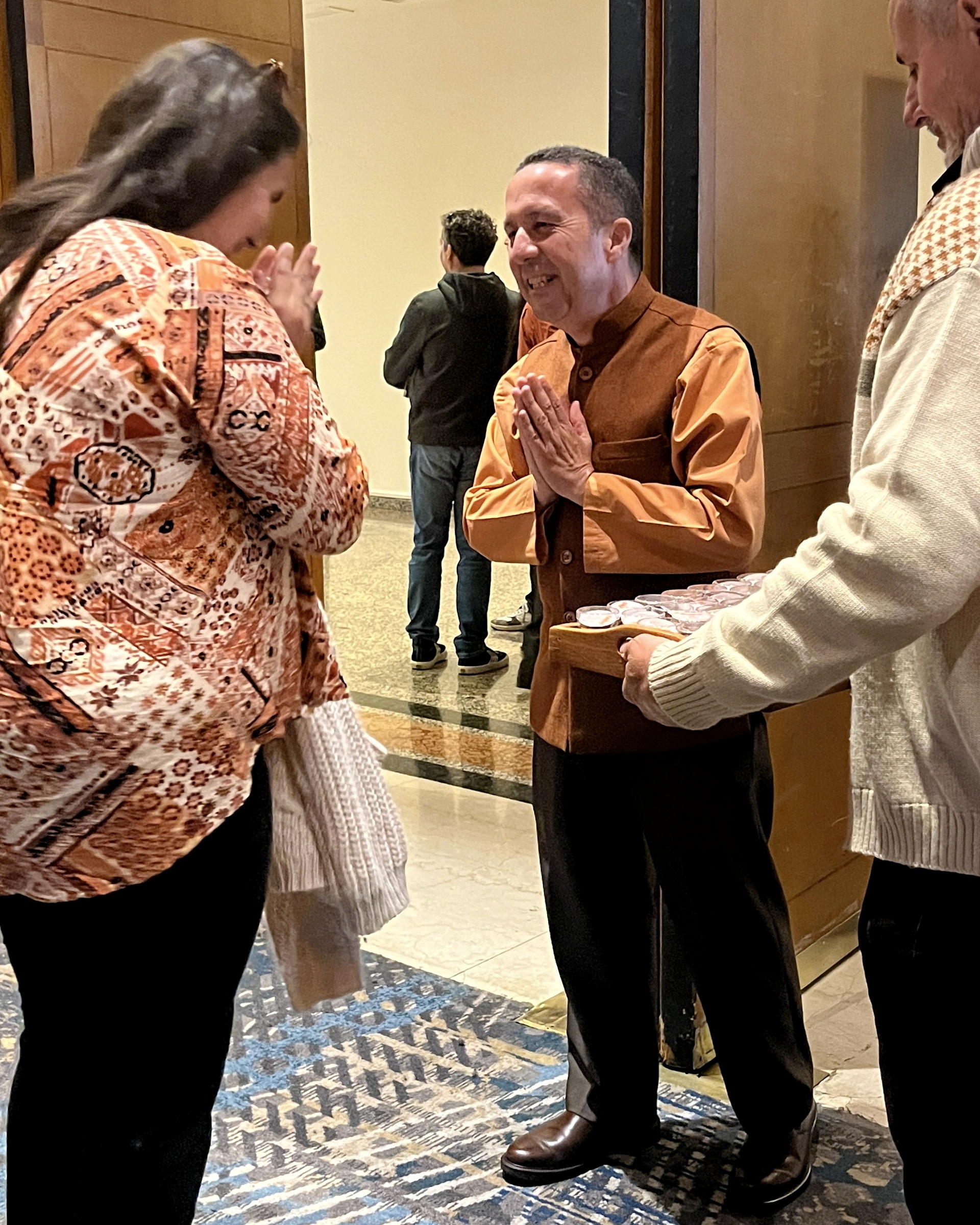 Brother Sakhyananda greets devotees after the program.
