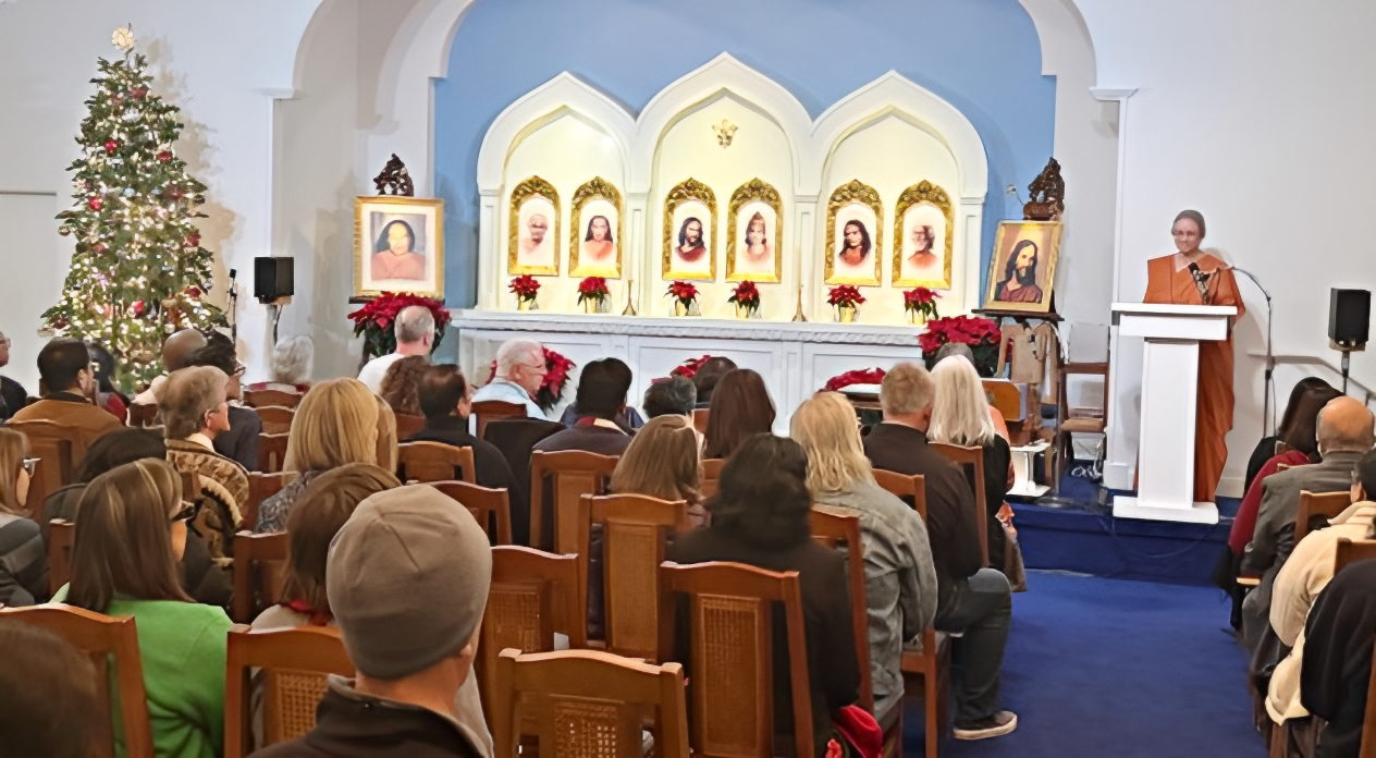 Christmas events at the SRF Center in Los Gatos, California were conducted by Sister Dhira and Sister Chetana.