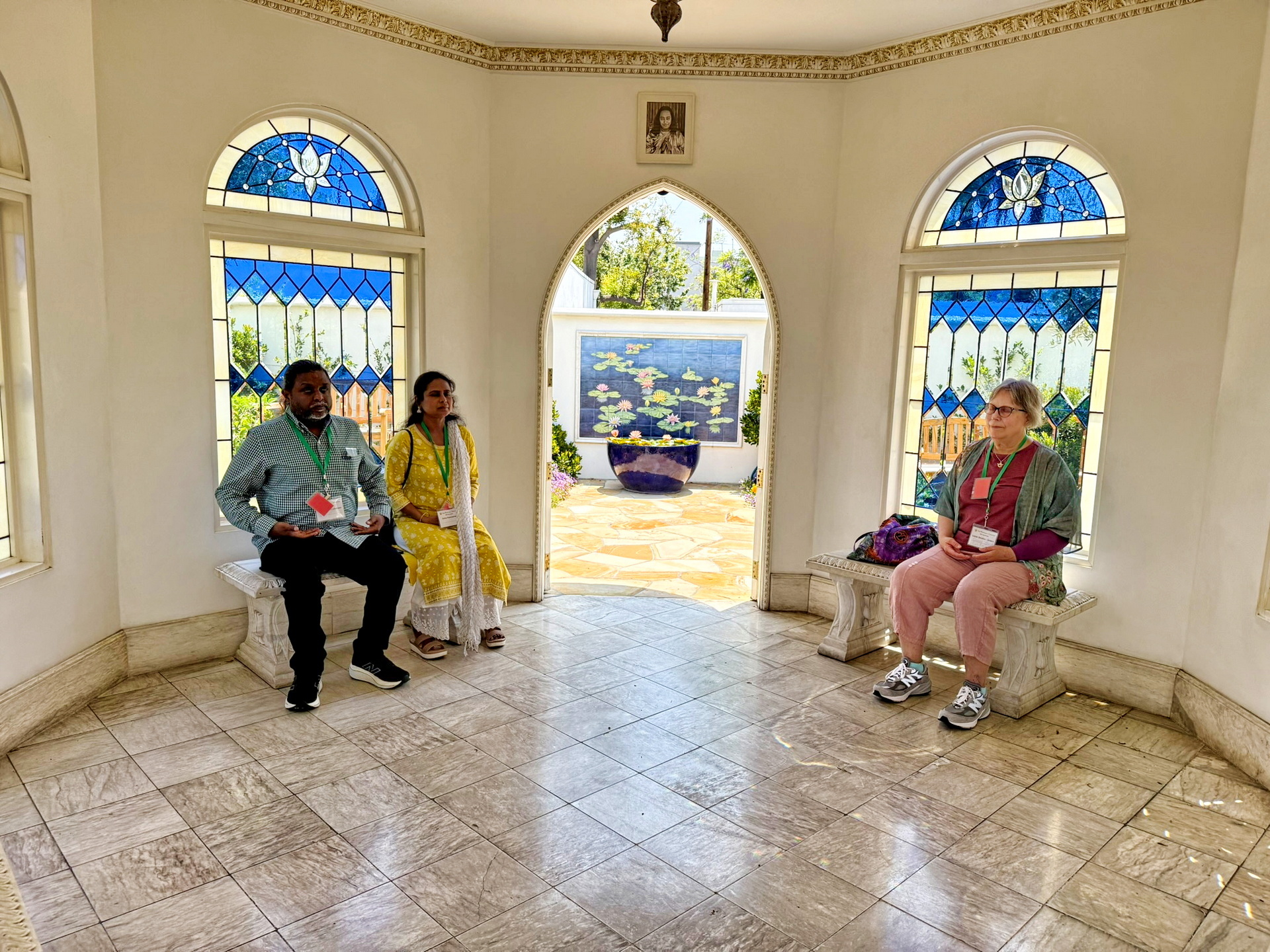 Devotees enjoy meditating in the sacred spaces on the Hollywood Temple grounds.