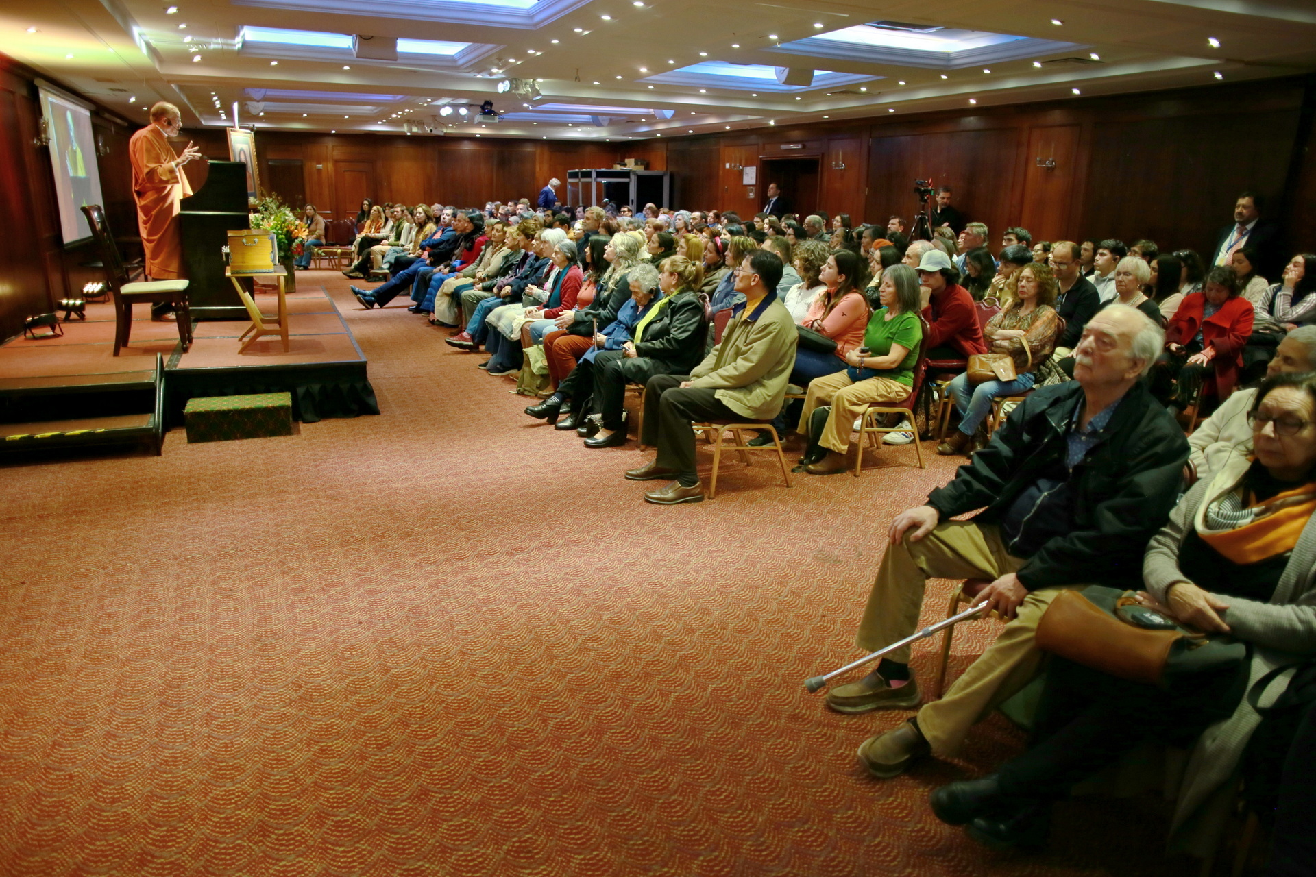 Interest in the teachings of Paramahansa Yogananda necessitated the public lecture to be given twice at the same venue on the opening evening of the weekend program.