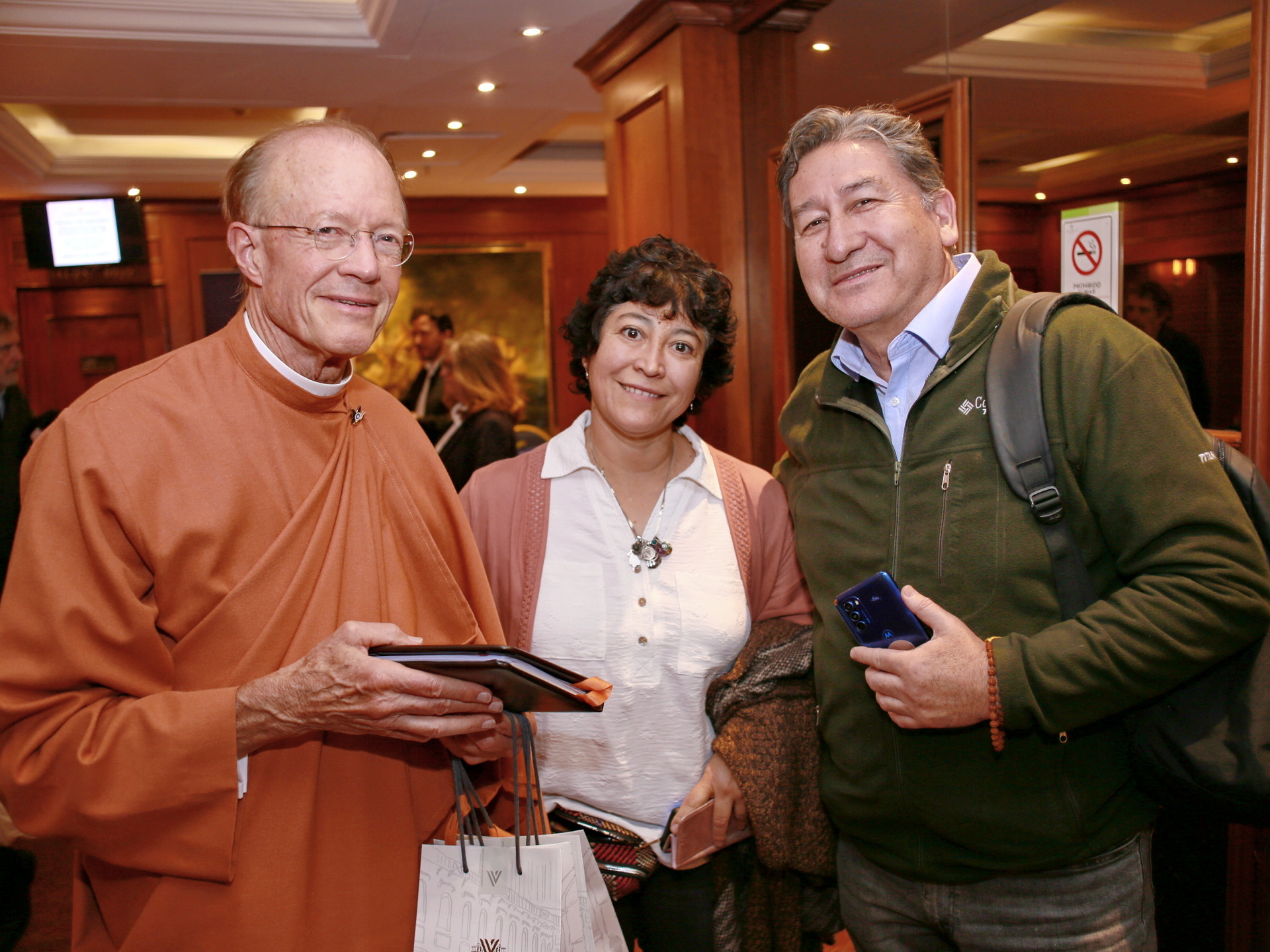 Brother Prafullananda greets members after a program.