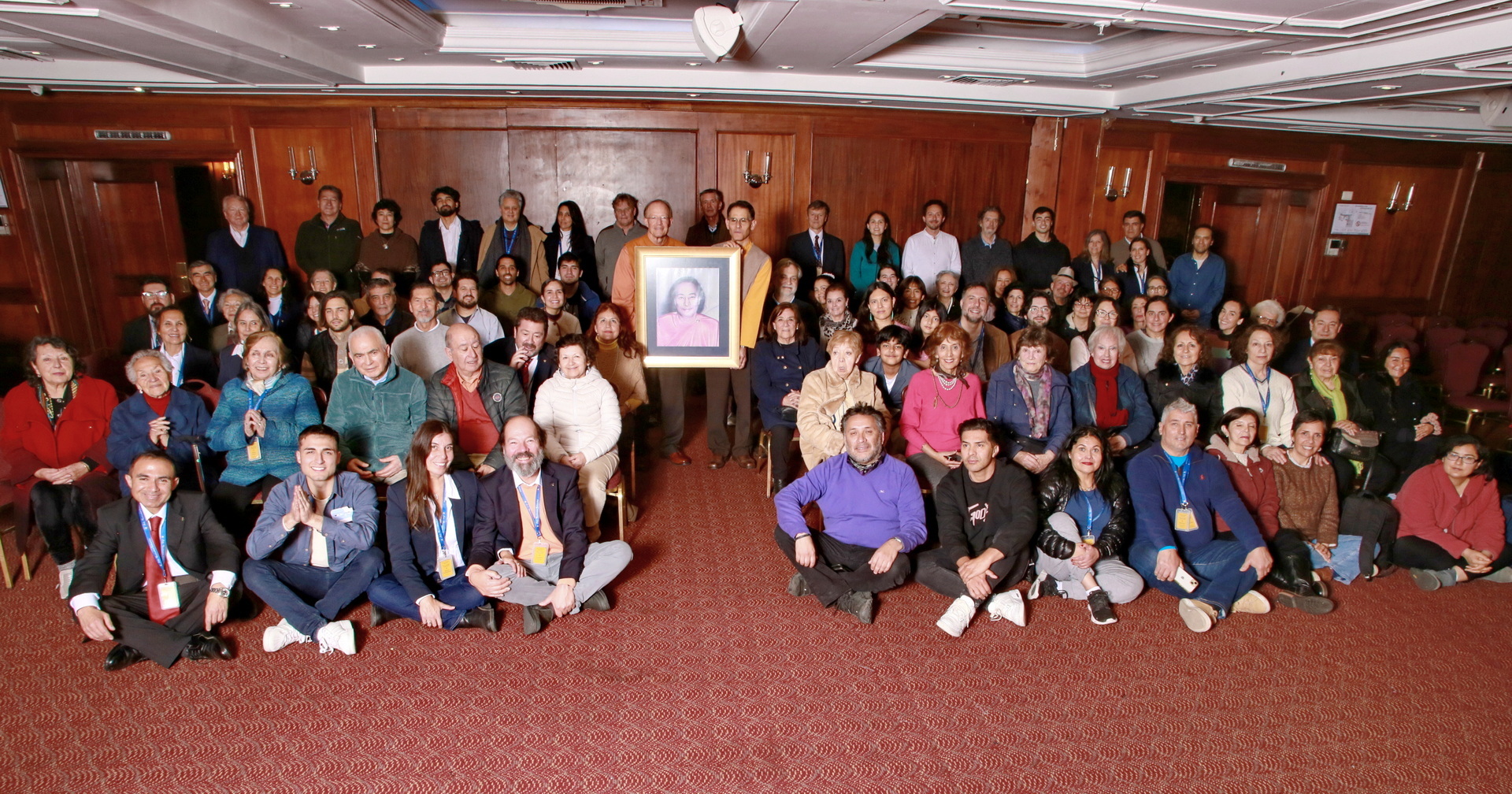 In September, Brother Prafullananda and Brahmachari Leonardo traveled to South America, and are shown here in Chile with members of the Santiago Center of SRF.