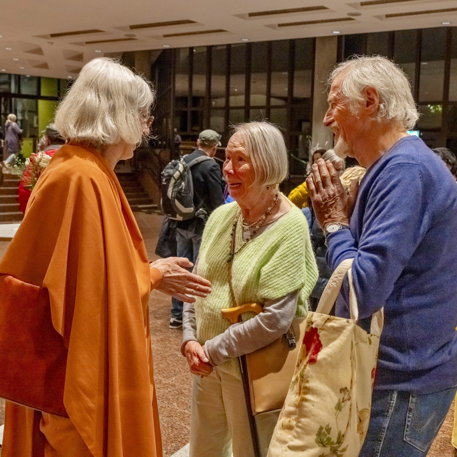 Nuns from the Nuremberg Ashram assisted with the weekend events. Here Sister Vandana greets members....