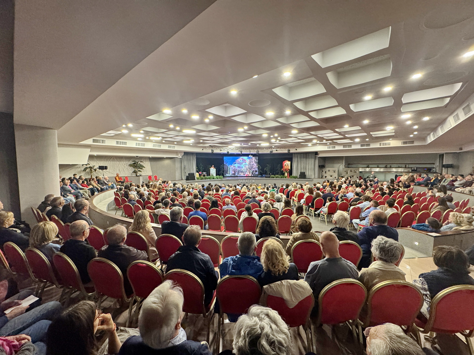 In October, Brother Tyagananda, Brother Vidyananda, and Brother Vajrananda visited multiple cities in Italy. Their first stop was a weekend program in Palermo, Sicily.