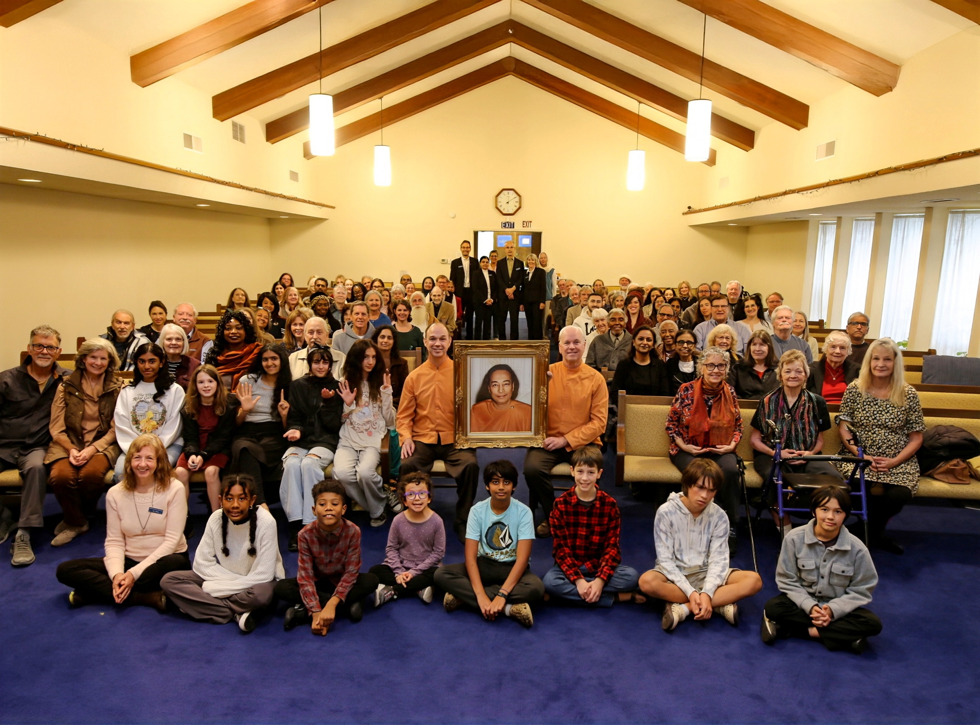 The monks then flew to California to conduct a weekend program at the SRF Sacramento Center.