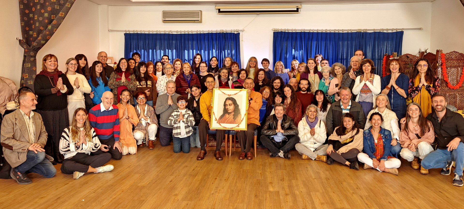 In April and May, Brother Samatananda and Brahmachari Leonardo visited Argentina, and are shown here conducting a weekend program with devotees in Buenos Aires.