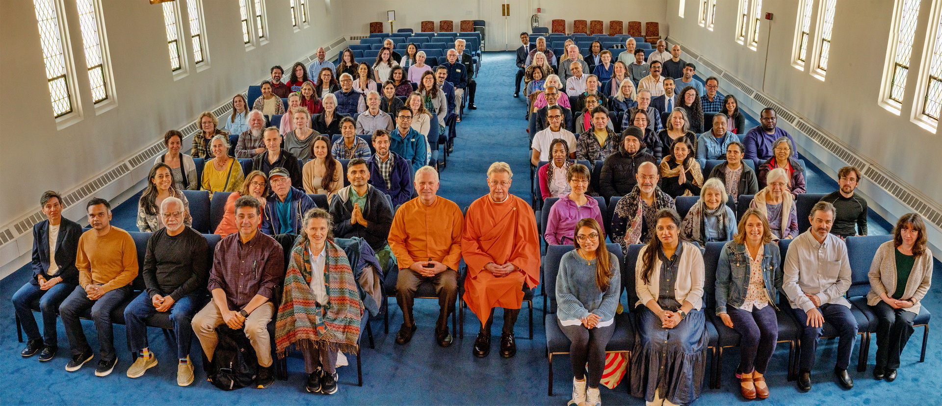 In May, Brother Jayananda and Brother Kartikananda led a weekend program in Boston, shown here with SRF members at the SRF Boston Center.