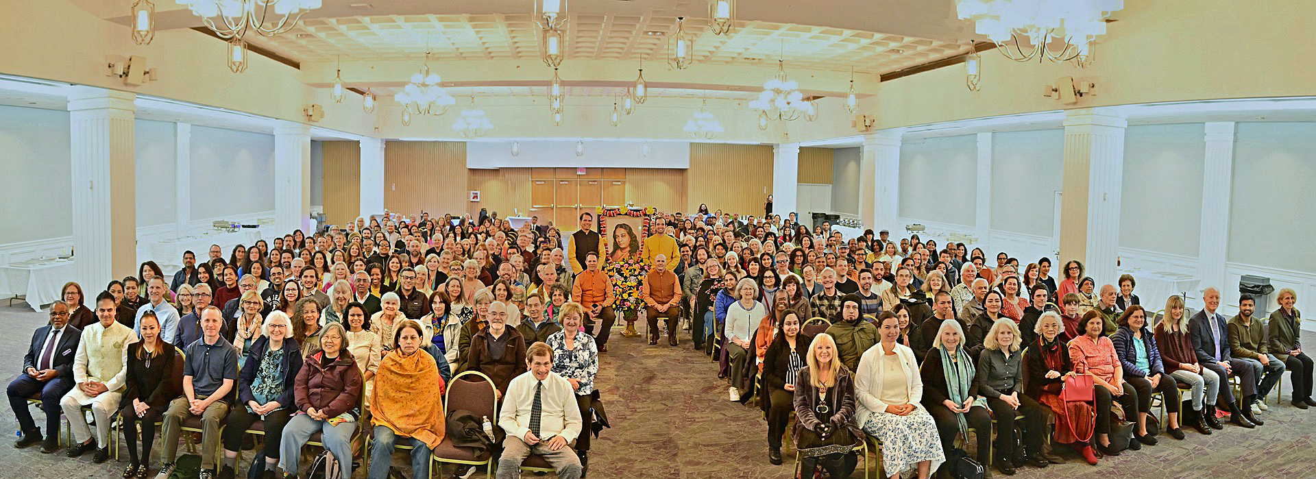 The next day, Sunday, April 19, another program was held in a separate venue, attended by many of those who could not obtain tickets to the program the previous evening. This included a meditation with kirtan chanting, an inspirational service by Brother Devananda, and a musical performance by visiting artists.