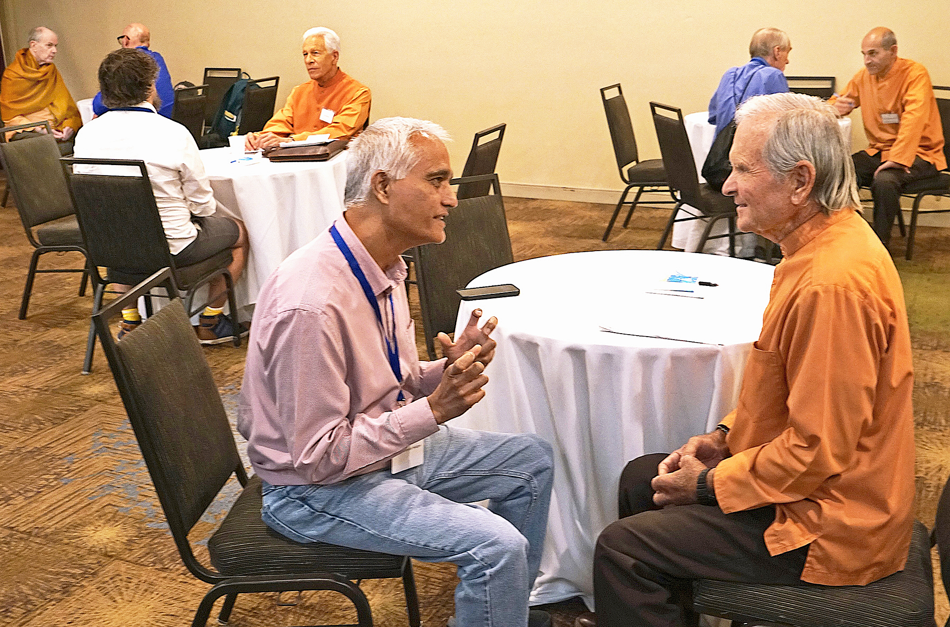 SRF monks give personal spiritual counseling for men during Convocation week.