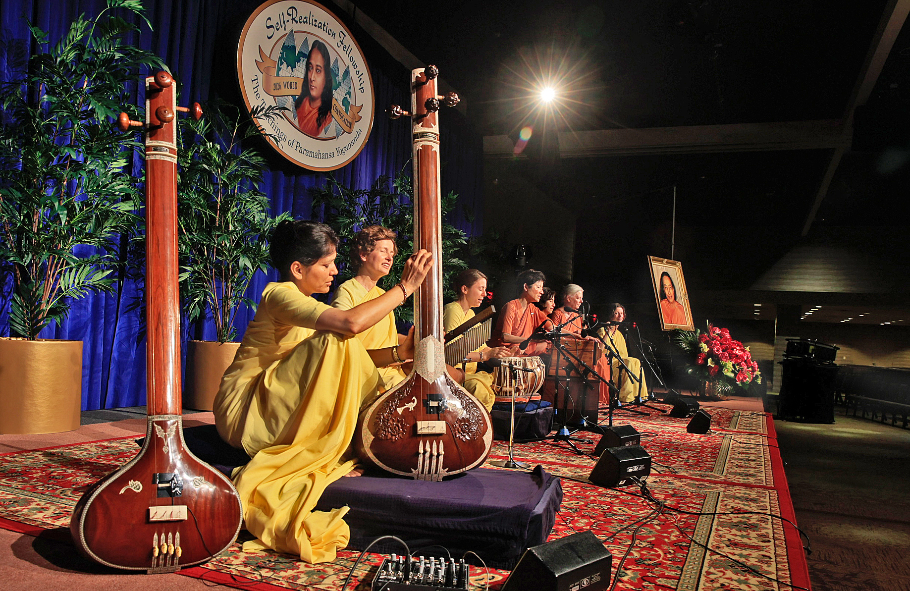 The SRF nuns' kirtan group's devotional chanting...