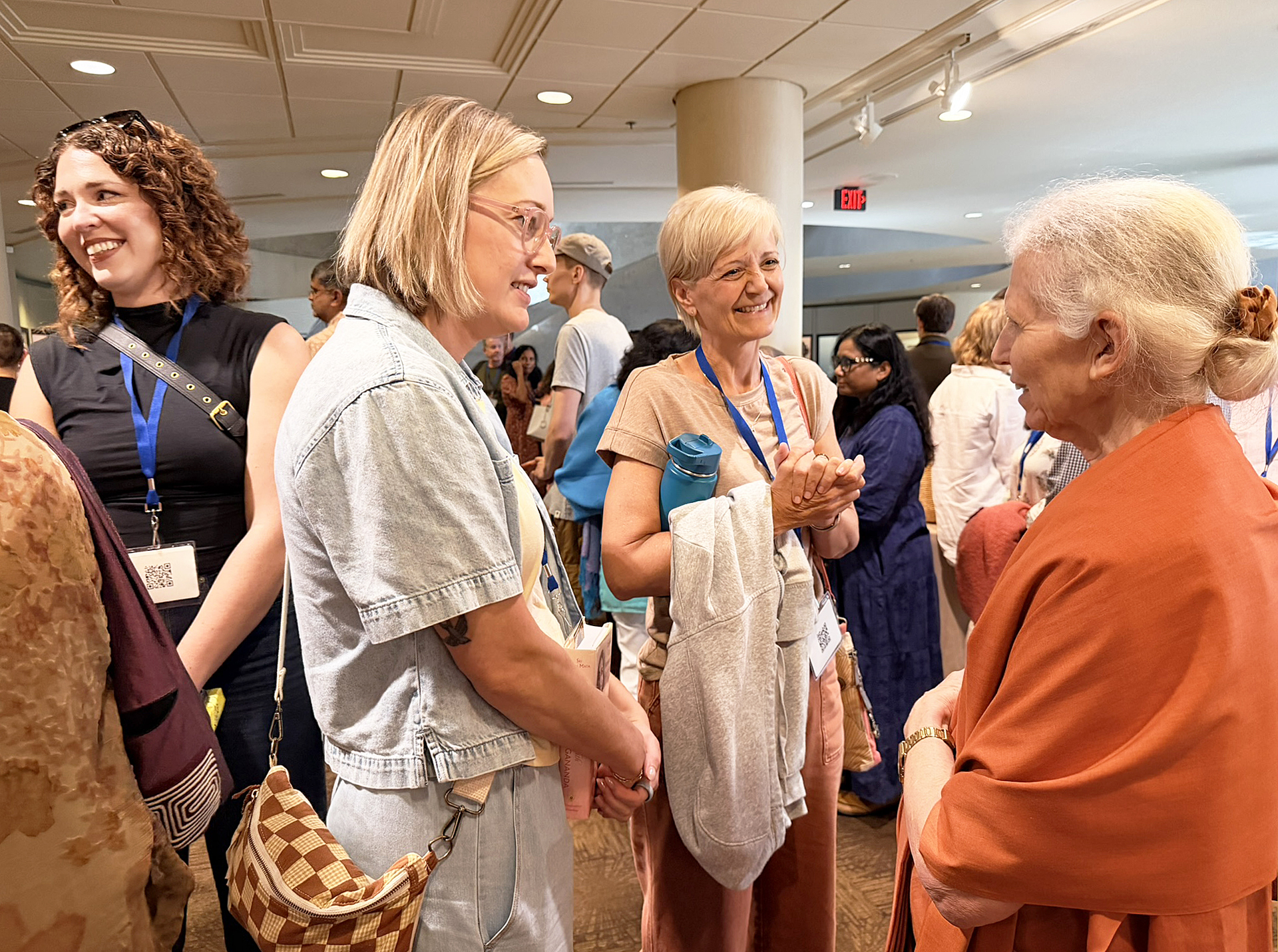 Sister Usha hosts devotees.