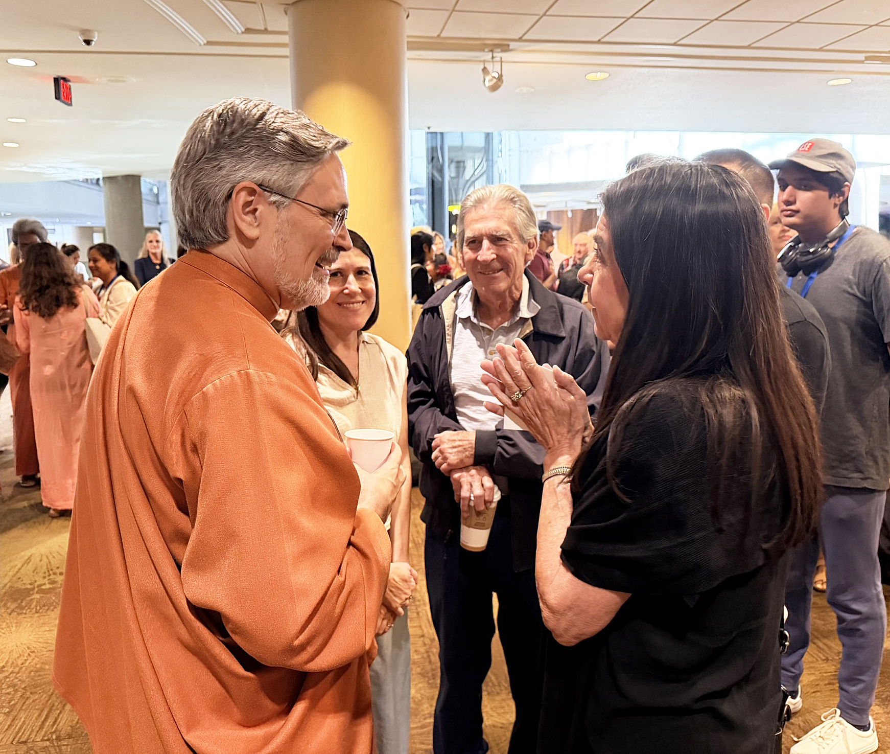 Brother Saralananda greets participants.