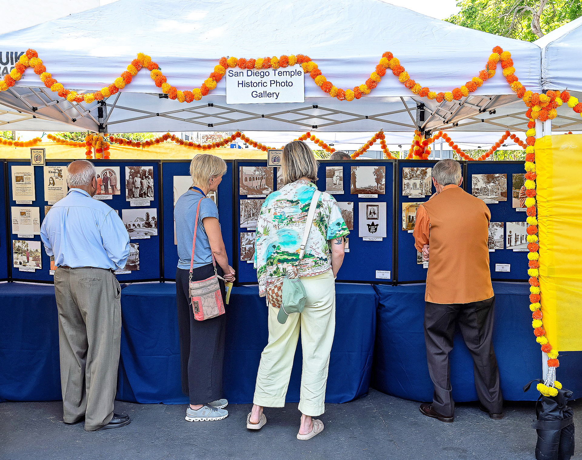 Historical photos in a special display, dating from Paramahansaji's dedication of the San Diego Temple in 1943.