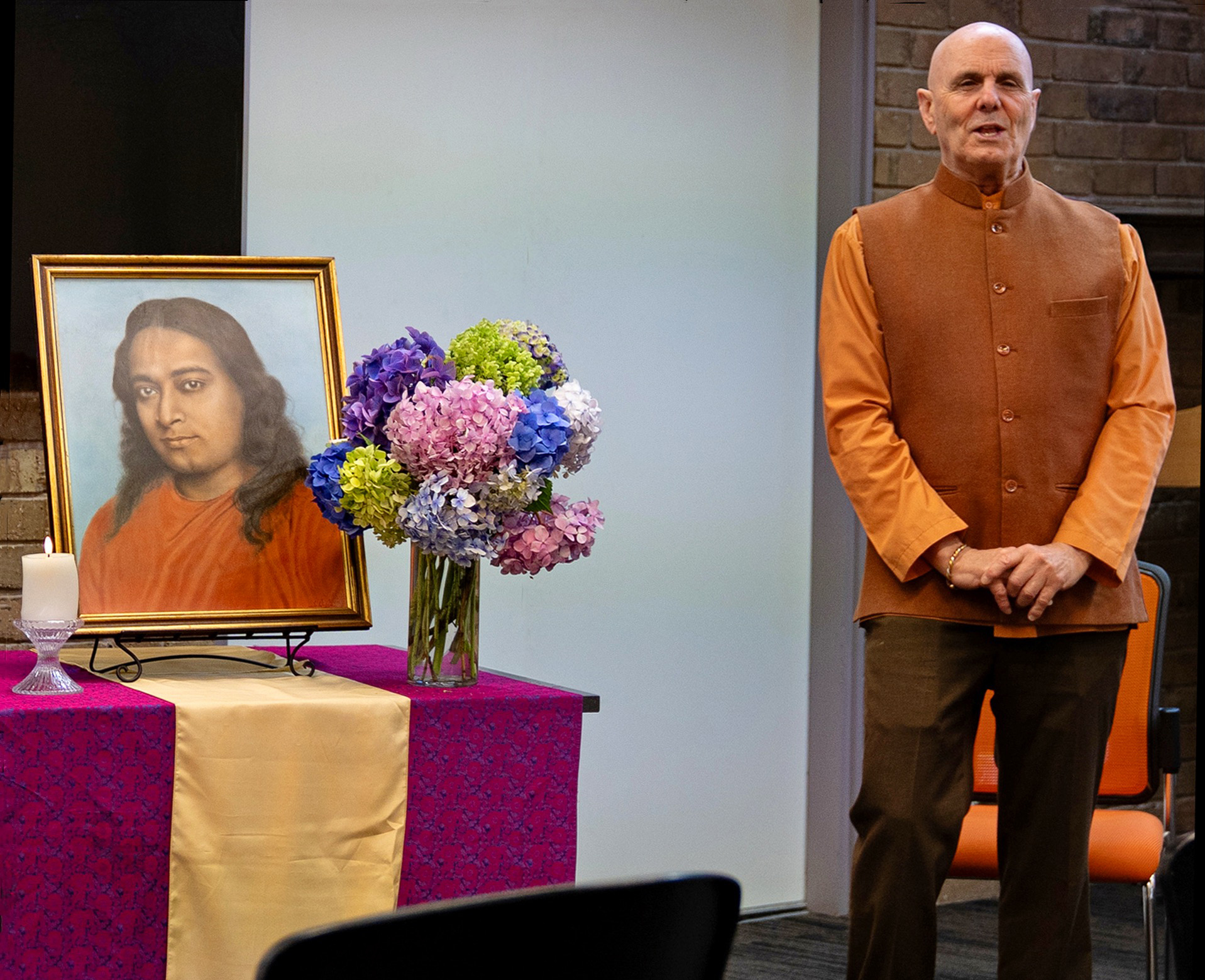 ...where Brother Devananda gives a class...