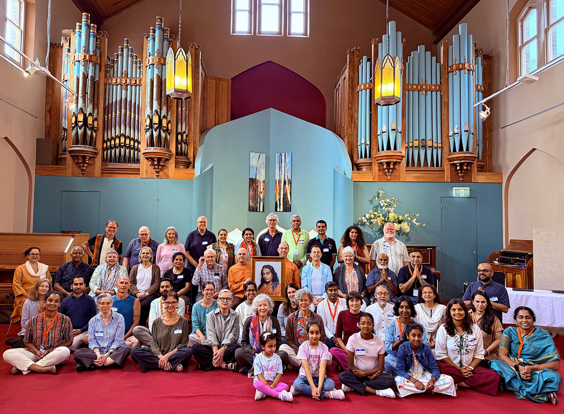 Brother Bhimananda and Brother Devananda's Australia tour concluded in Melbourne, where they are pictured with members of the SRF Melbourne Meditation Group.