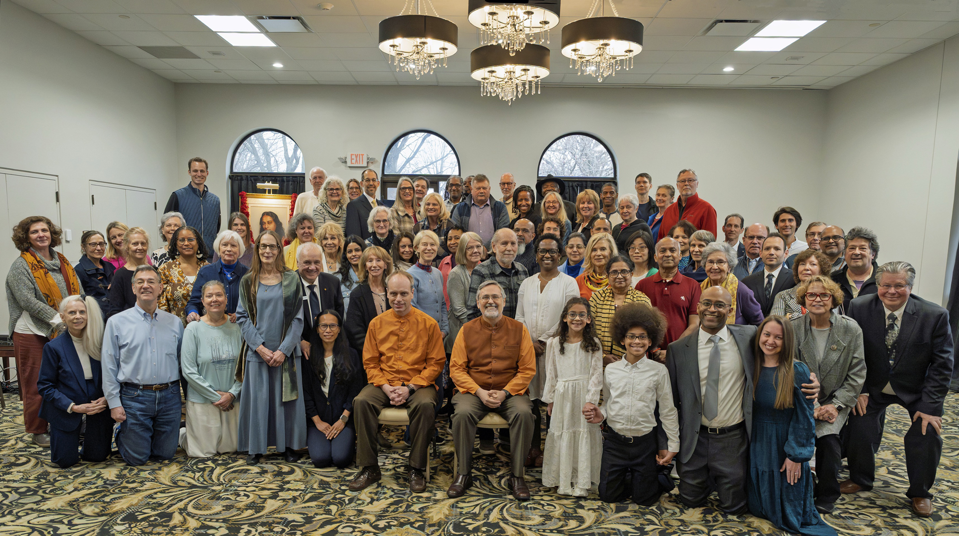 In March, Brother Saralananda and Brother Dhyanananda traveled to three states. Here they are warmly welcomed by the members of the SRF Kansas City Meditation Group.