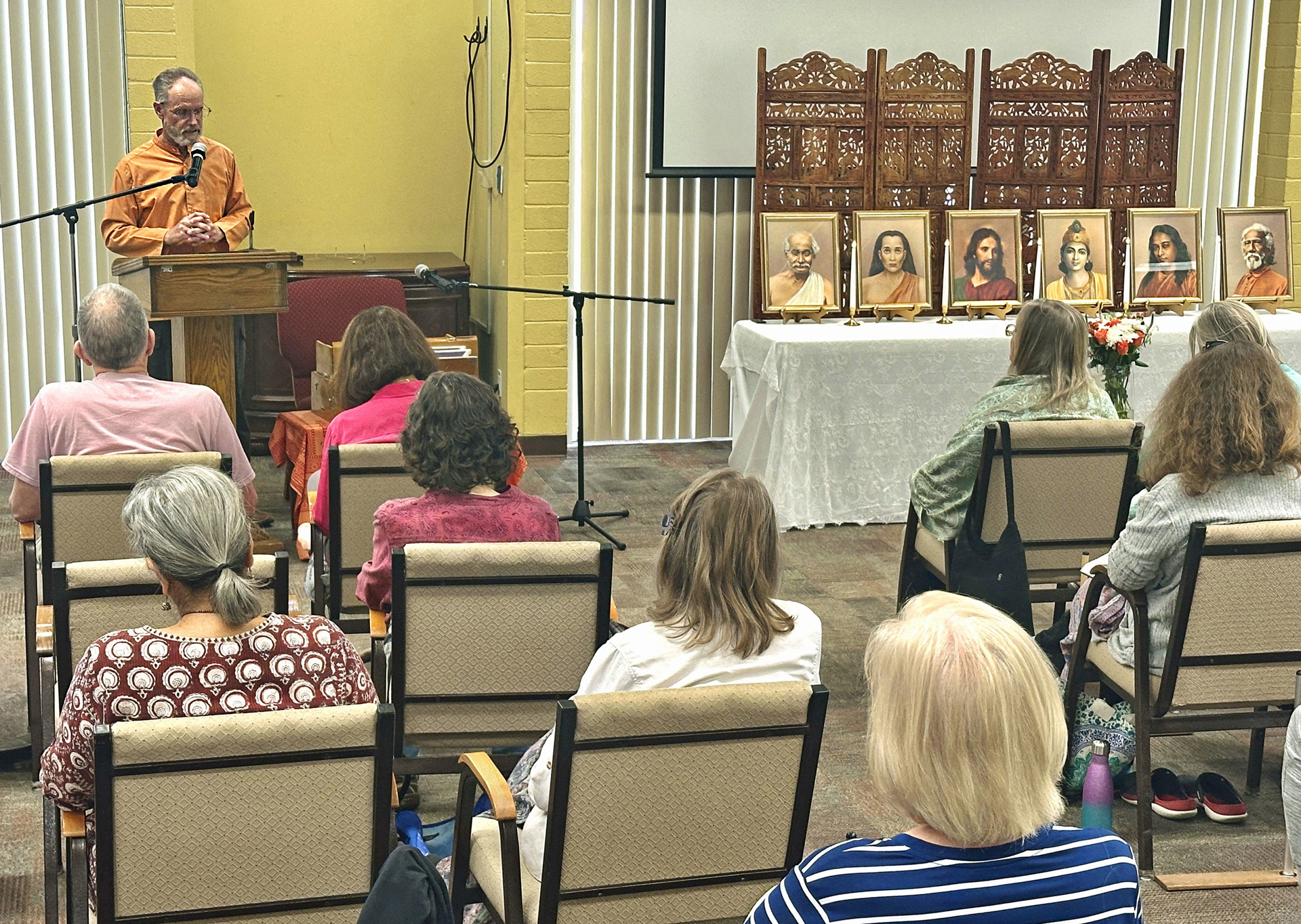 ...and Brother Muktananda gives an inspiring talk on Paramahansaji's teachings.