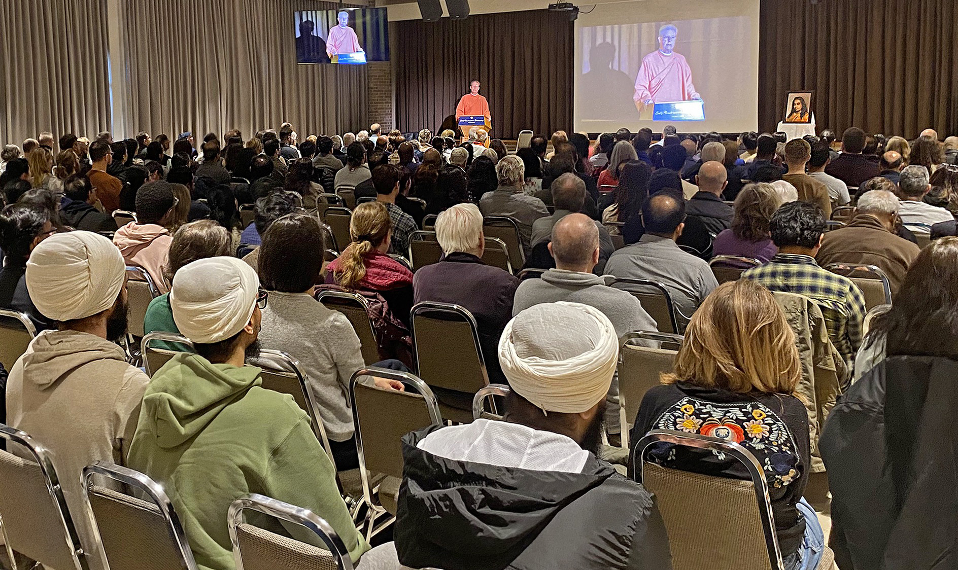 In April, Brother Jayananda and Brahmachari Preston led a weekend program in Toronto. Brother Jayananda gives a public lecture...