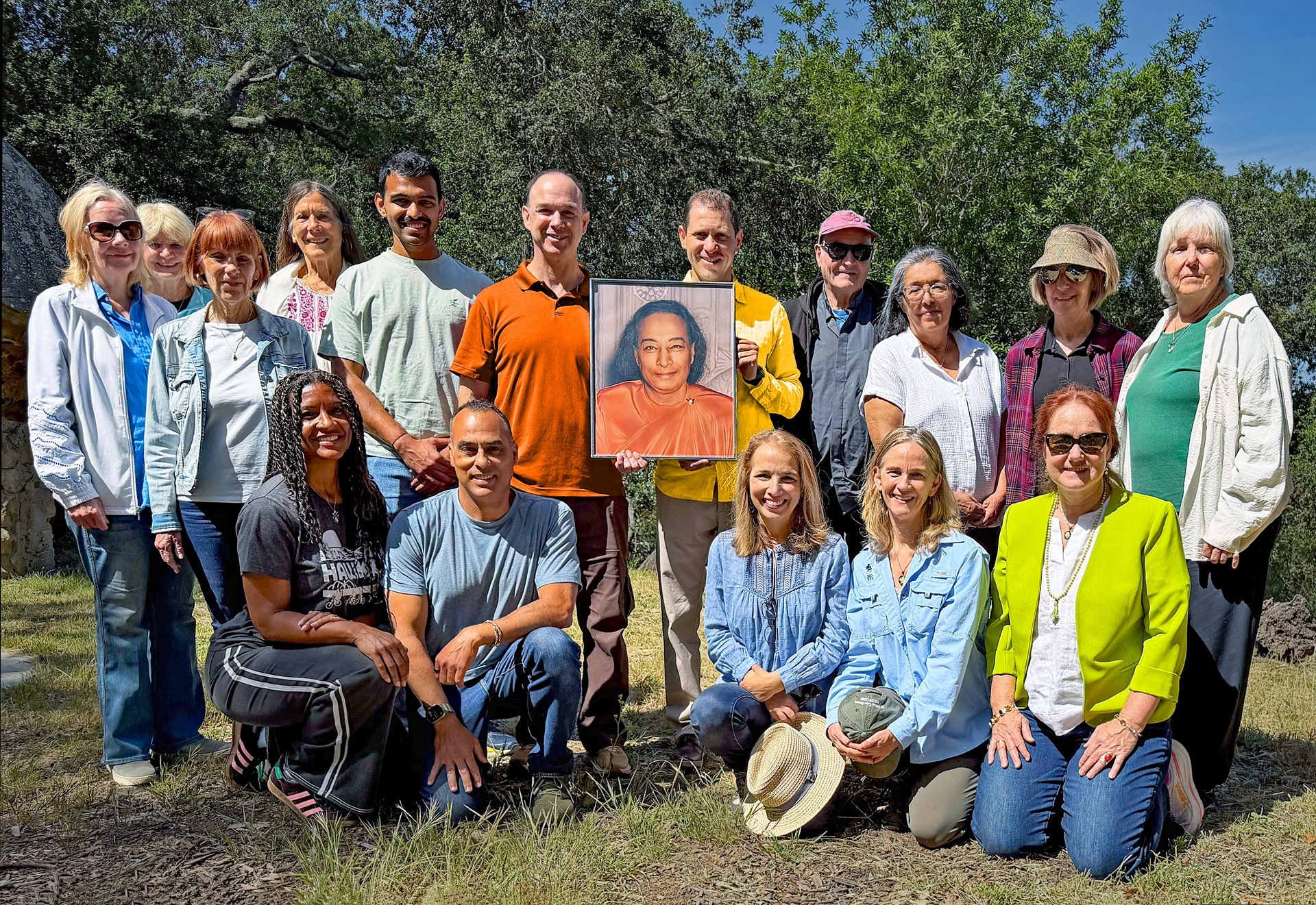 Brother Bhimananda and Brahmachari Jorge met with members of the SRF Santa Barbara Meditation Circle during a weekend visit in April, shown here during a nature outing.