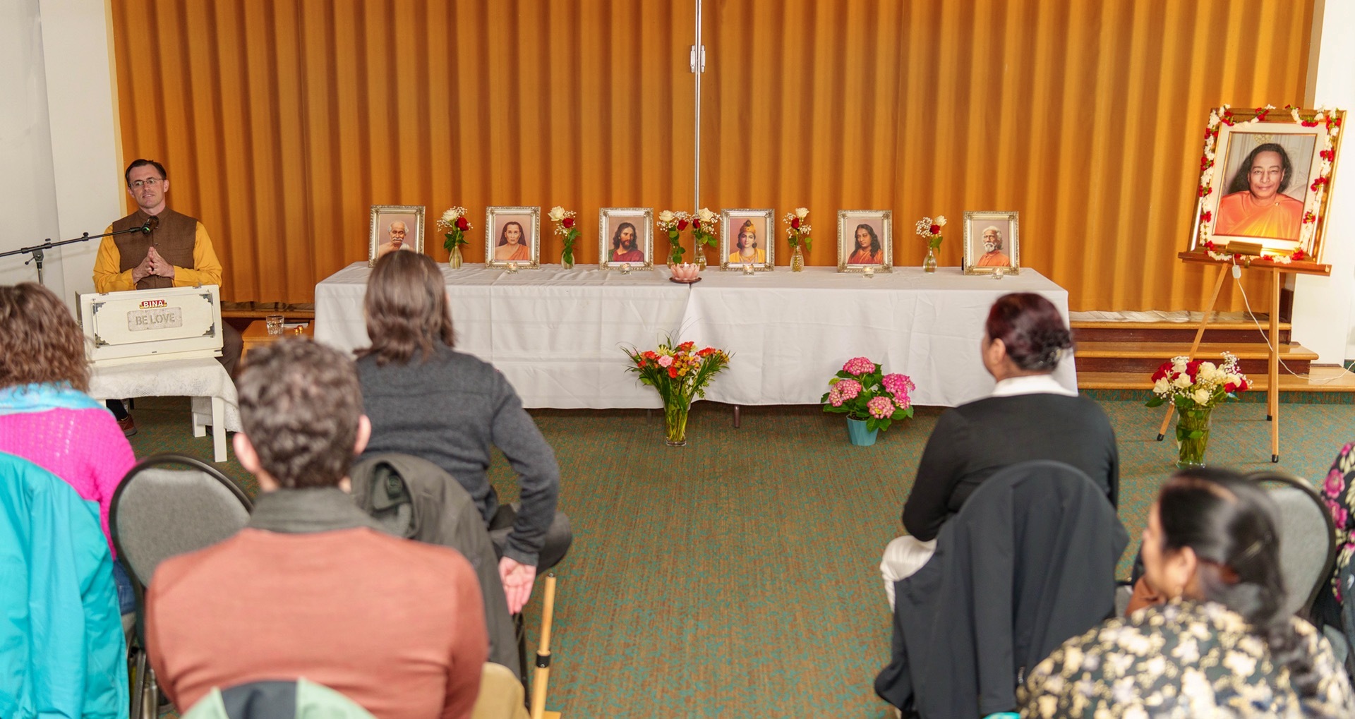 Brahmachari Daniel leads a prayer before a meditation service.