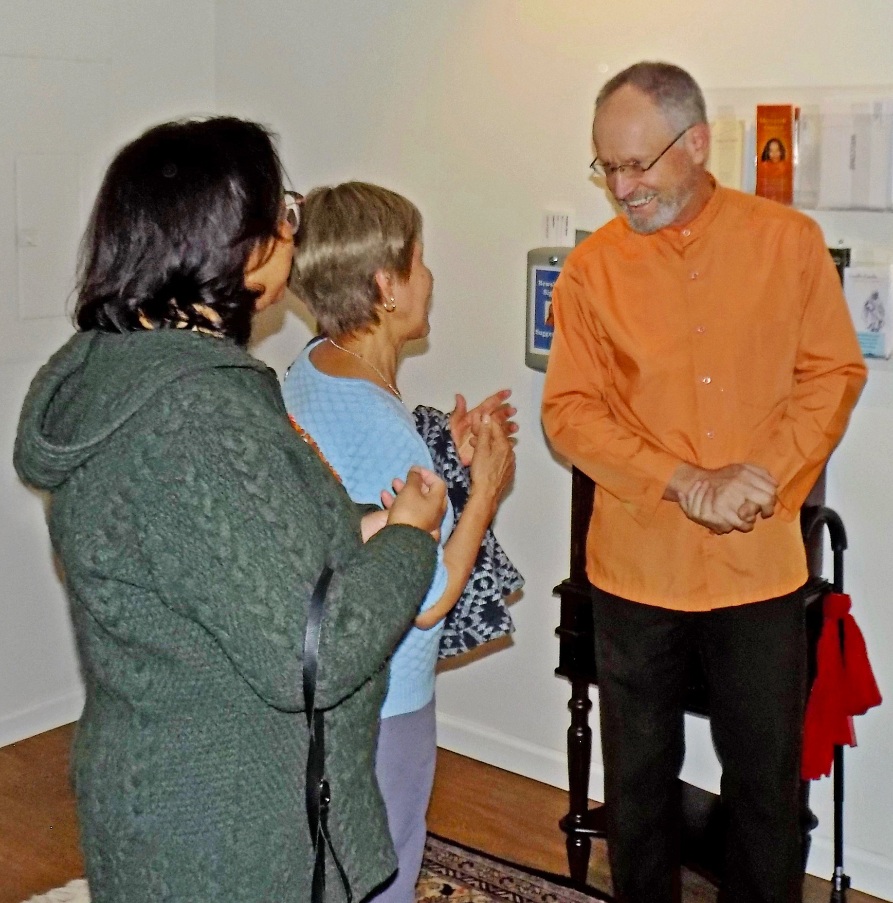 ...and Brother Muktananda greets Washington D.C. members.