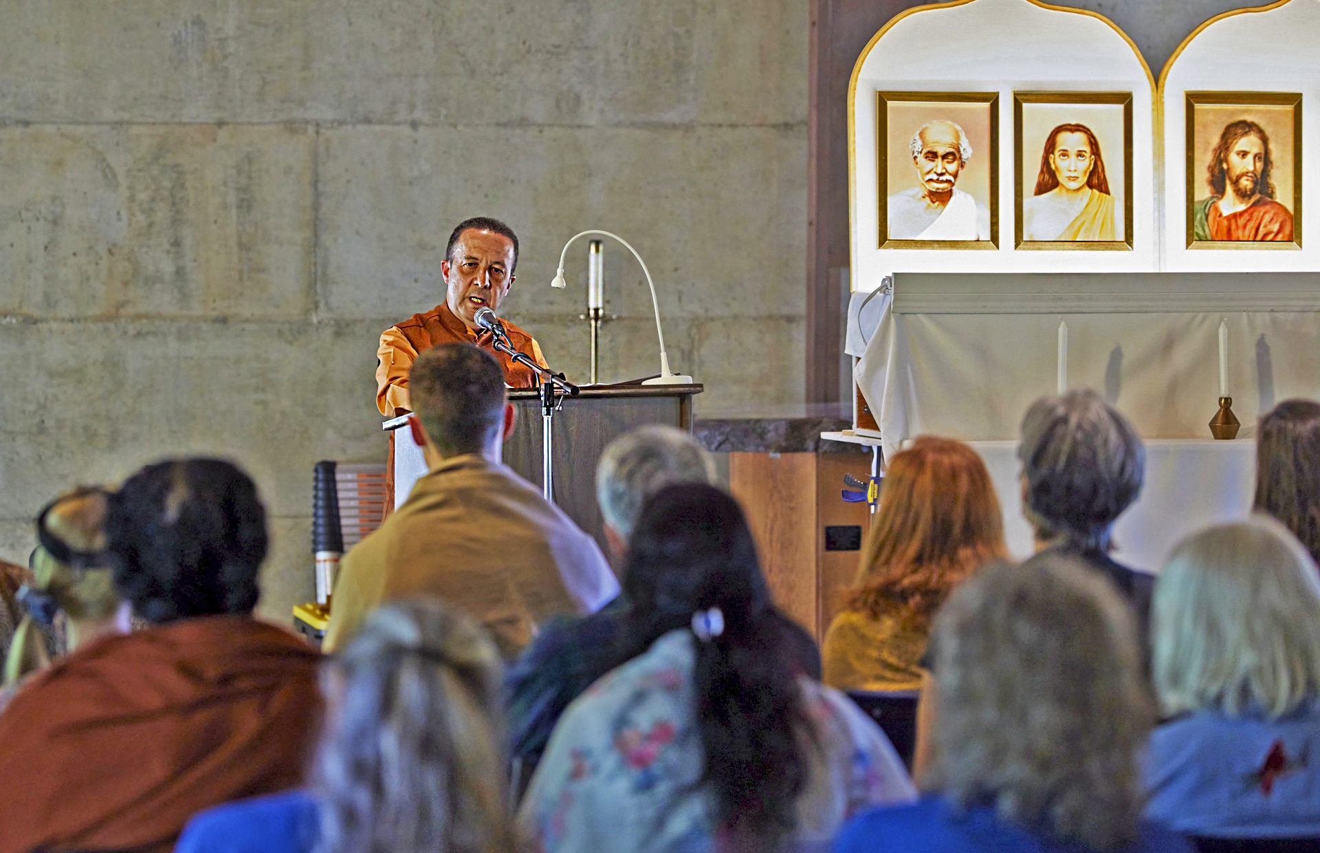 ...led meditations, reviewed the SRF meditation techniques, and answered spiritual questions in satsangas.