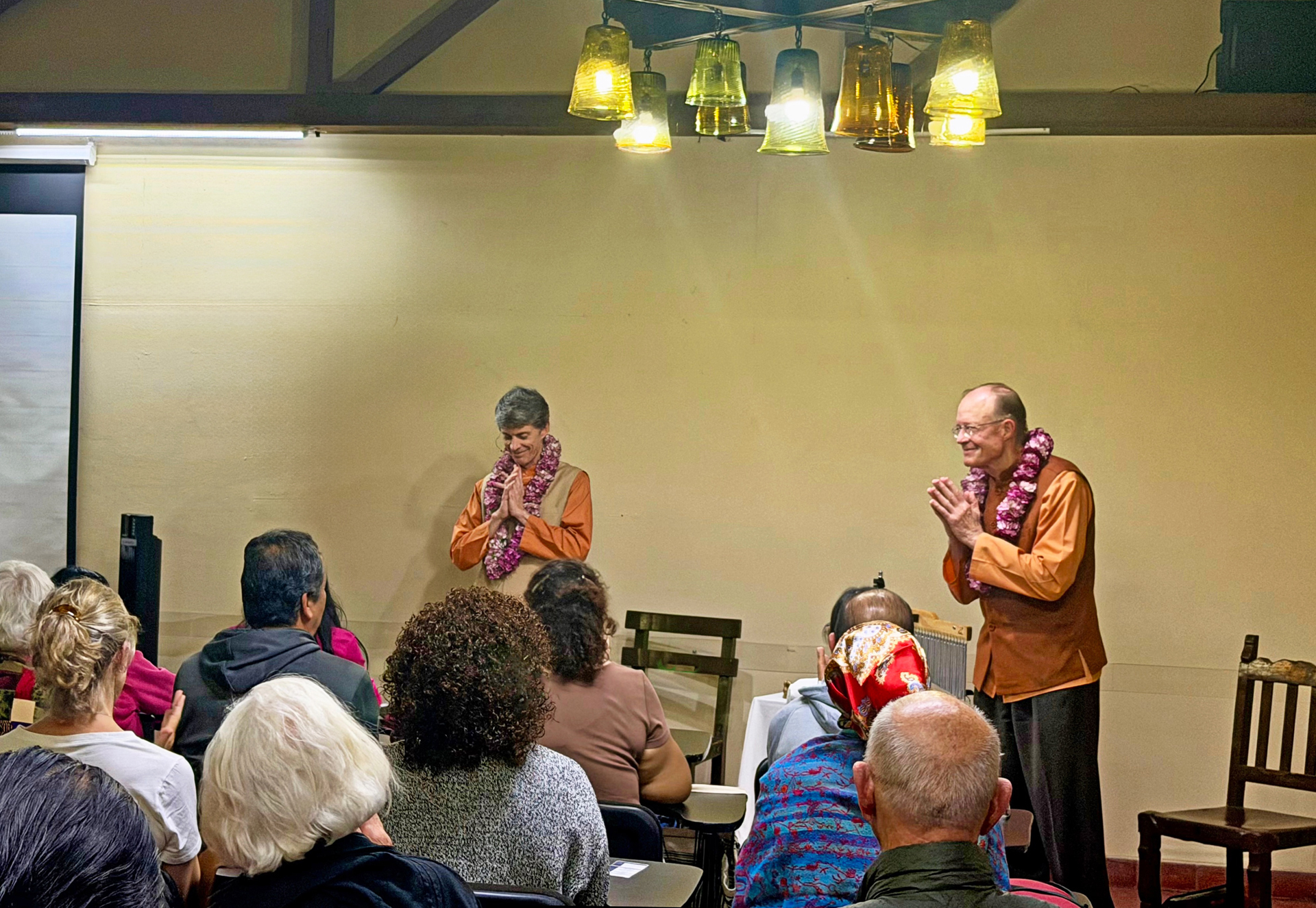 The monastics greet participants at the opening of the retreat program.