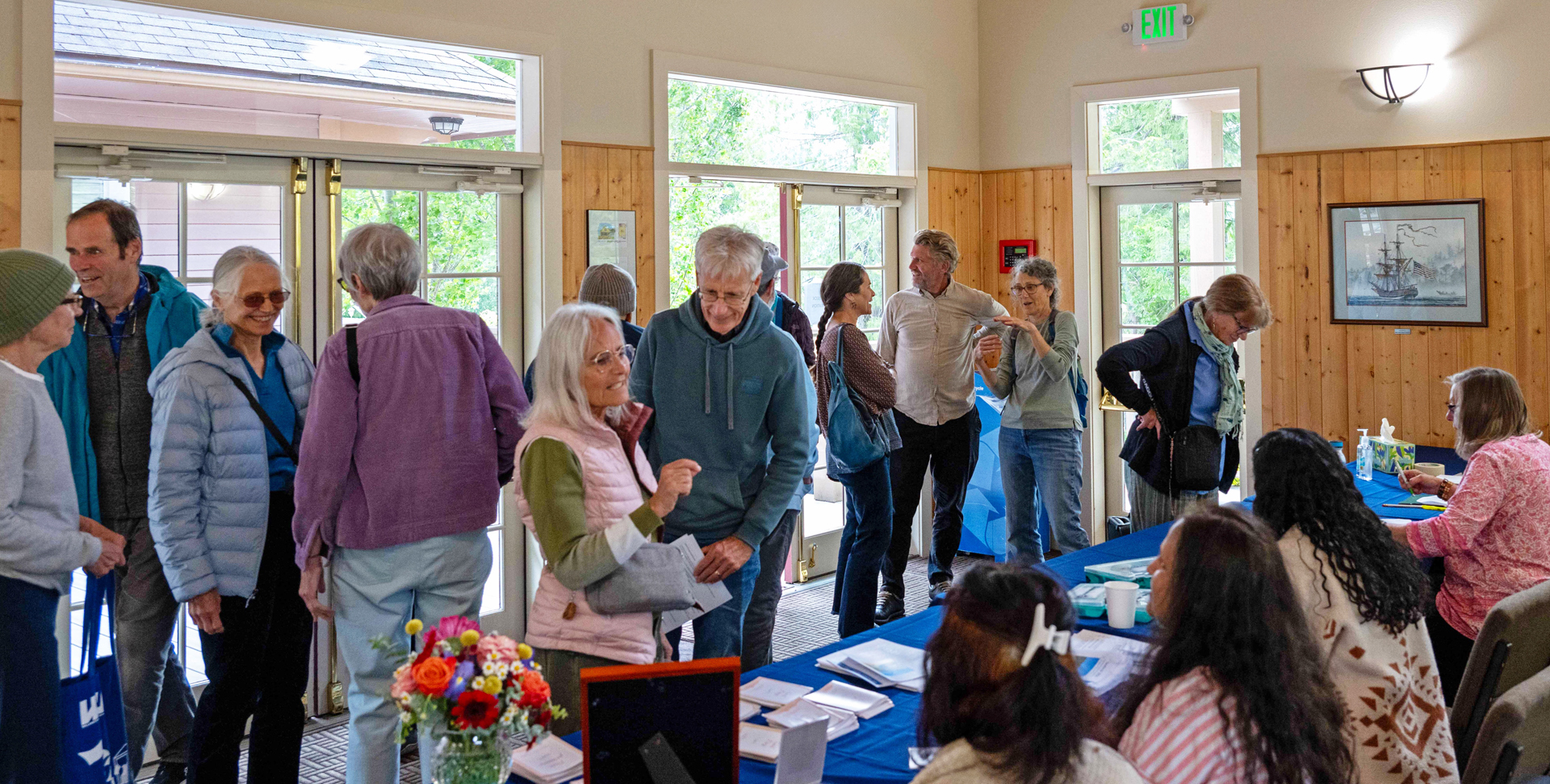 Participants greet each other before entering the silence observed for the remainder of the retreat program.