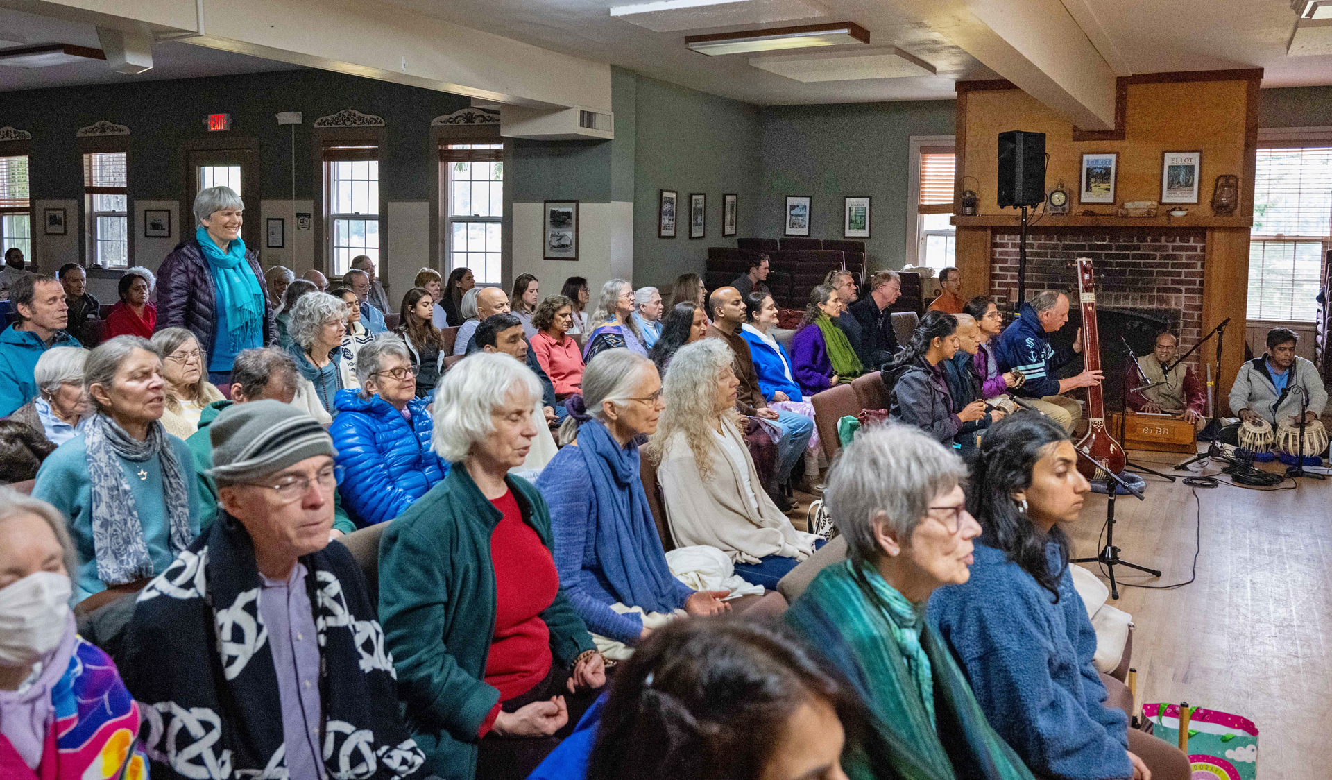 Participants in silent meditation.