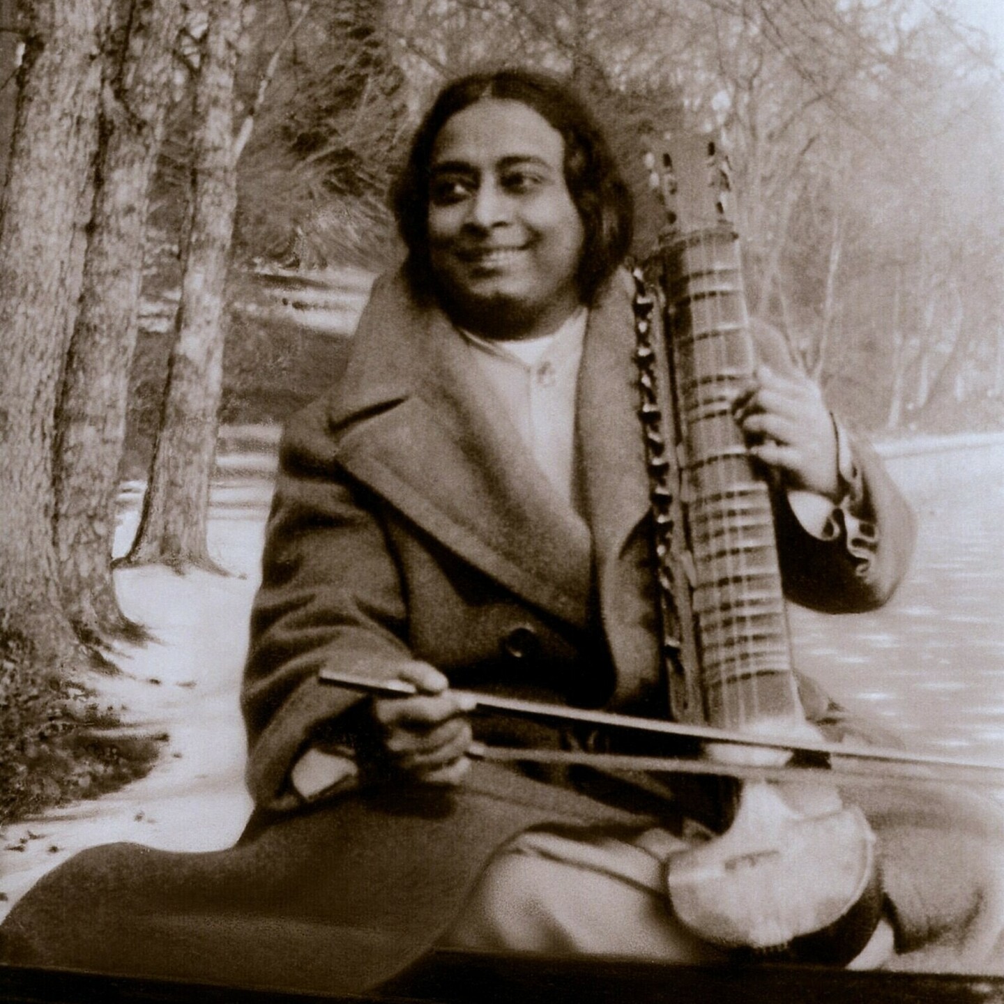 paramahansa yogananda playing esraj wilderness 1927 square