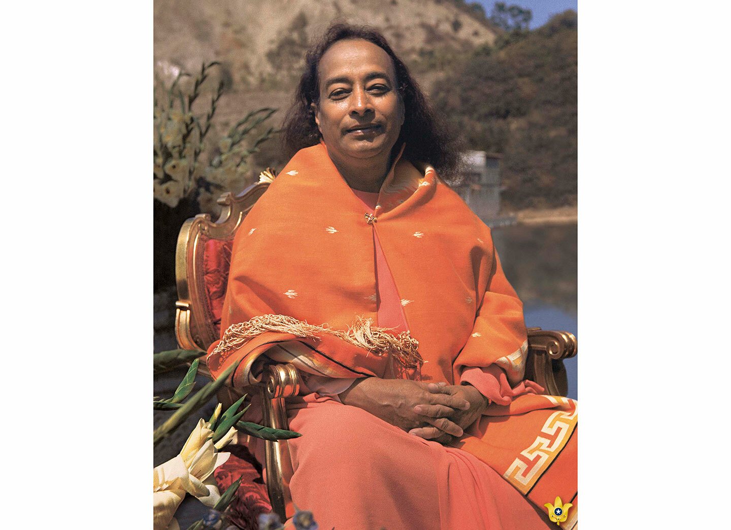 paramahansa yogananda lake shrine dedication 1950 4x3 white background gold lotus