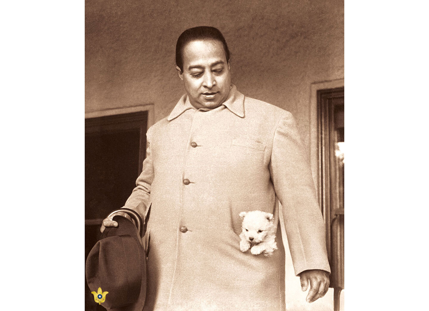 paramahansa yogananda puppy white background 4x3