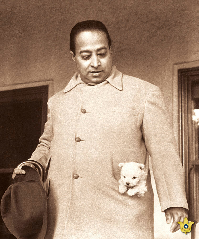 Paramahansa Yogananda With Puppy with lotus