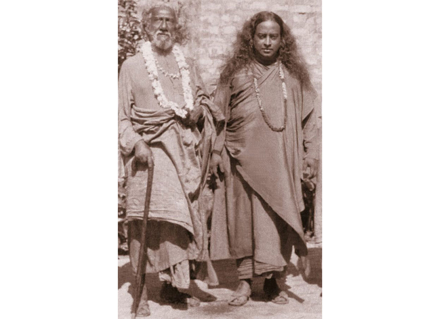 Swami Sri Yukteswar and Paramahansa Yogananda standing together 4x3