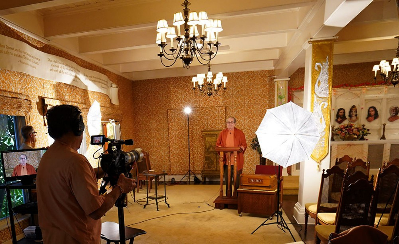 Monks film a weekly inspirational service