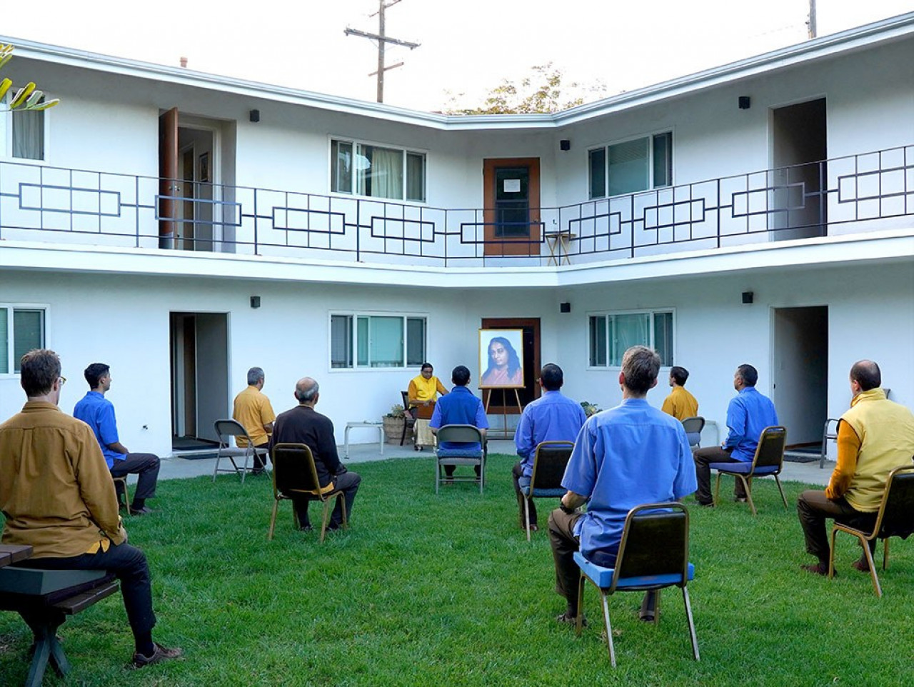 B Message Of Appreciation Monks Meditate Outside At The Mother Center