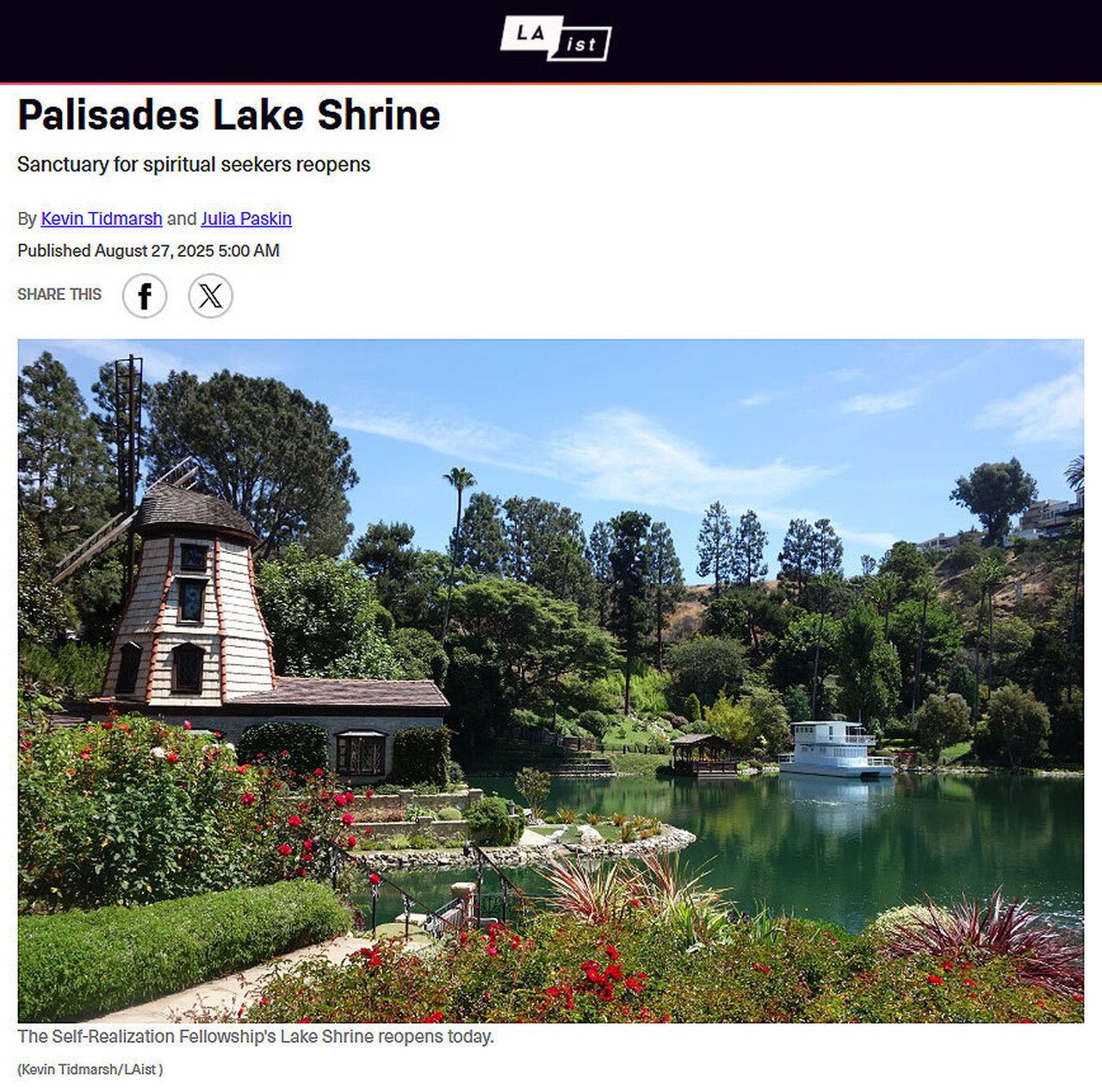 Lake Shrine Reopening LAIST