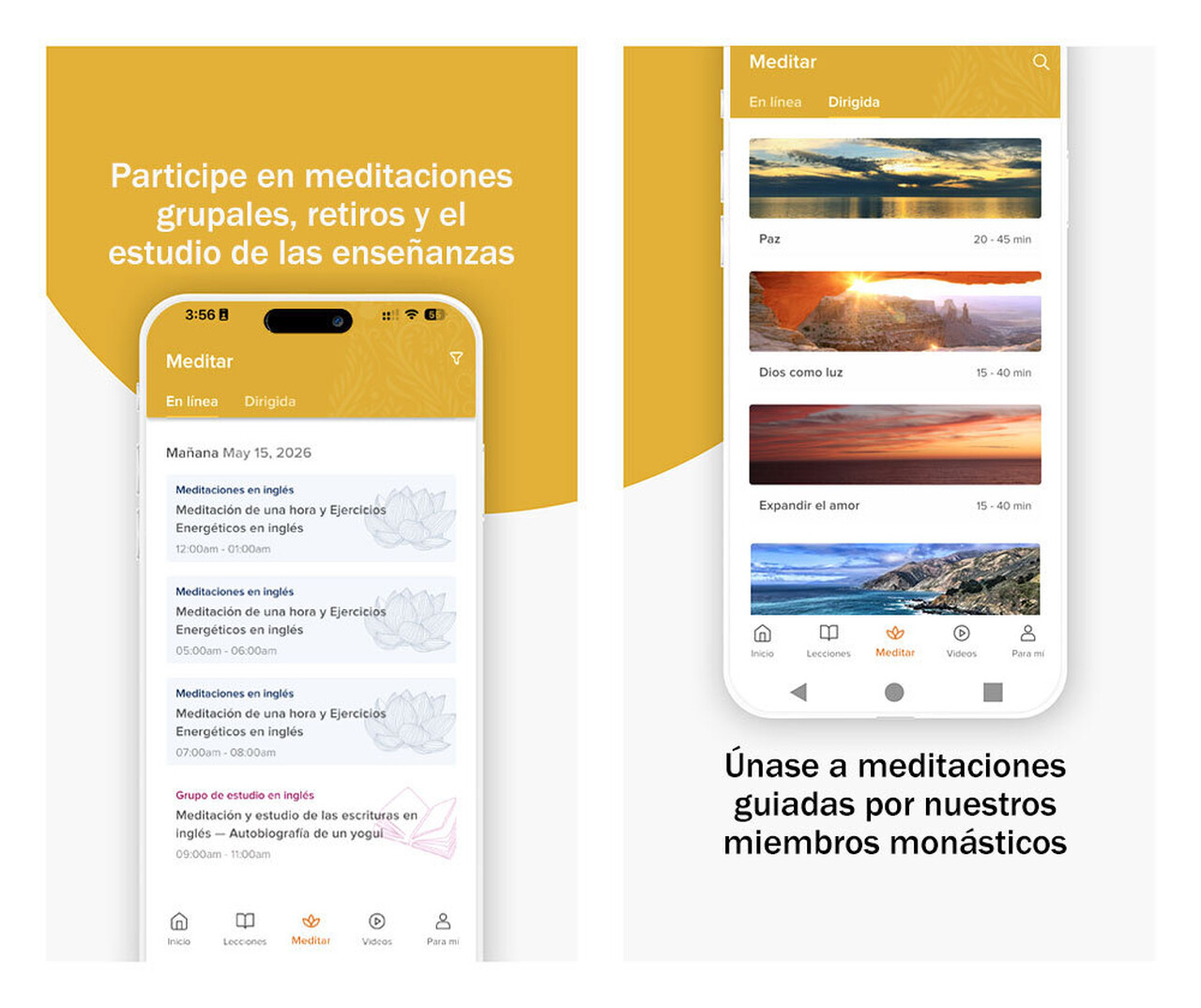 Spanish Lessons Online and Guided Meditation Screens