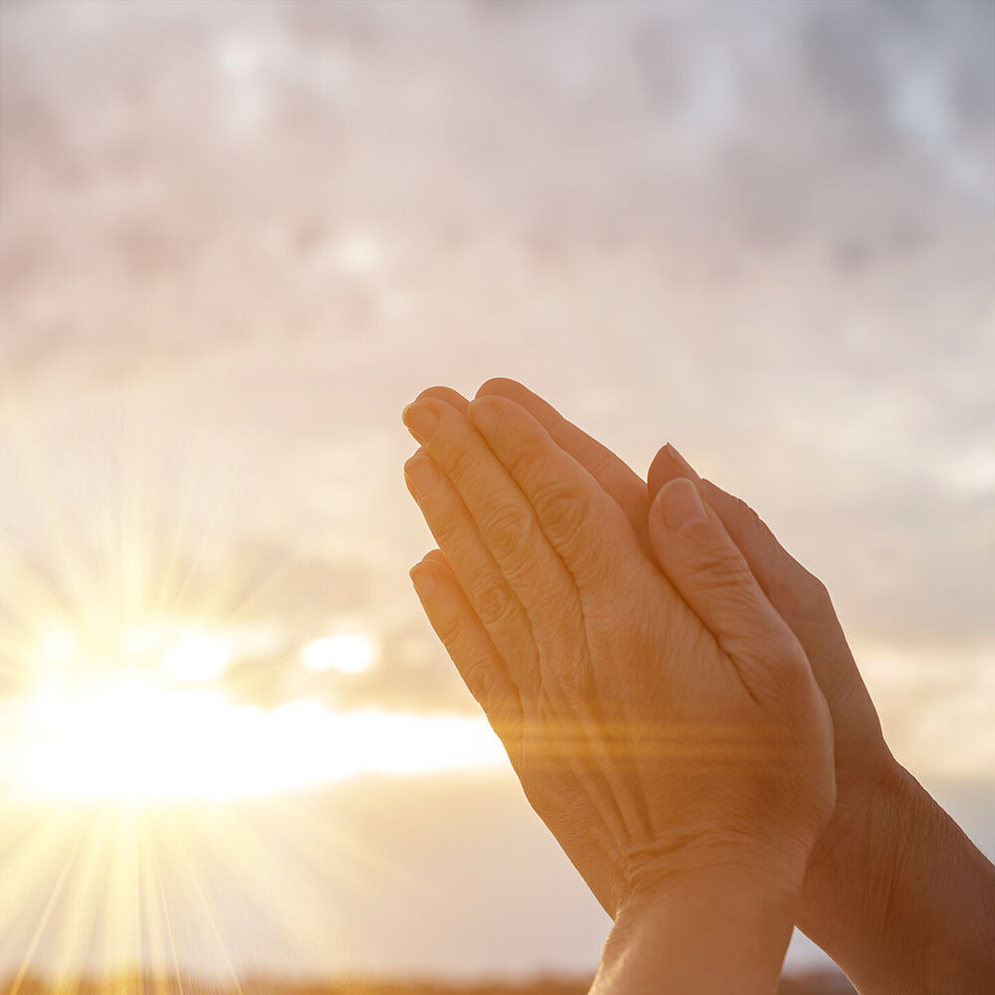 Sunset hands praying