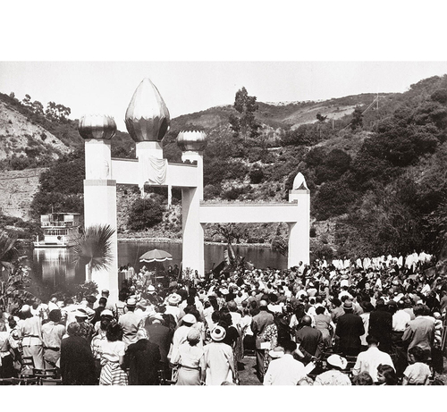 Lake Shrine Lotus Temple Opening 75th Anniversary square wht bg