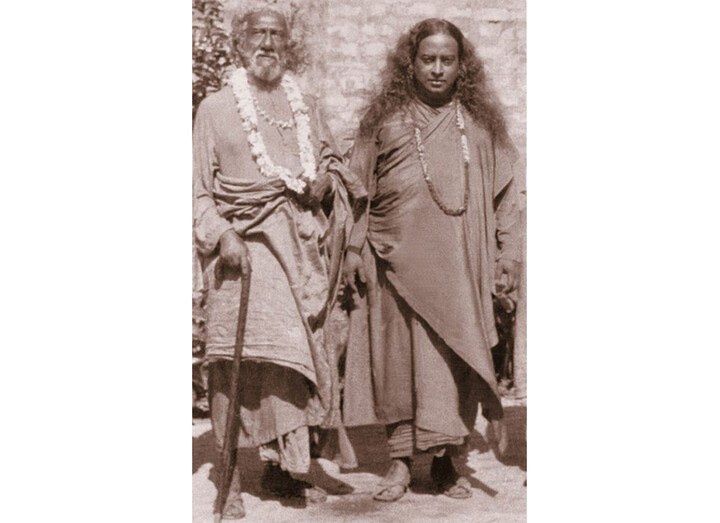 Swami Sri Yukteswar and Paramahansa Yogananda standing together 4x3